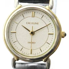 セイコー SEIKO エクセリーヌ EXCELINE 腕時計 ウォッチ クォーツ レザーベルト ロゴ ゴールド色 4N21-0440 ■GY18 /MQ
