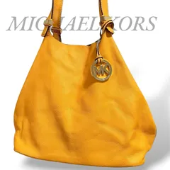 【MY0584】MICHAEL KORS マイケルコース トートバッグ ハンドバッグ 肩掛け 手提げ 鞄 レザー チャーム イエロー レディース シンプル