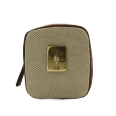 クリスチャンディオール Christian Dior ポーチ アクセサリーケース キャンバス レザー ベージュ 茶 ブラウン /AN31 ■OH