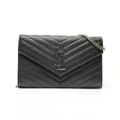 YVES SAINT LAURENT イヴ・サンローラン ショルダーバッグ チェーンウォレット カサンドラ レザー Vステッチ【中古】