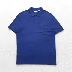 LACOSTE スリムフィット ポロシャツ L ブルー 鹿の子 SLIM FIT ワンポイントロゴ FA10269 ペルー製
