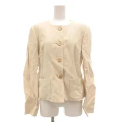 タルボット TALBOTS ジャケット 麻 リネン 4 ベージュ ノーカラー 長袖 パッチポケット /SX ■GY66のサムネイル