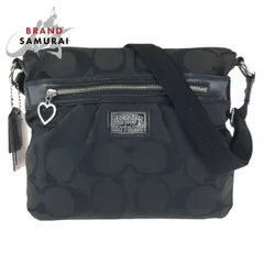 COACH コーチ ポピー シグネチャー ブラック 黒 シルバー金具 キャンバス/パテントレザー F22945 ショルダーバッグ 601988【中古】