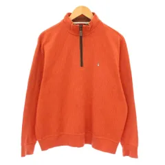 ハッシュパピー Hush Puppies ニット セーター 長袖 ハイネック ハーフジップ ロゴ LL オレンジ /KHのサムネイル