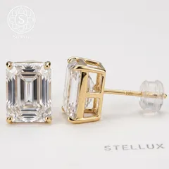 【14Kで一生モノの贅沢を耳元に】モアサナイト・ピアス/14金刻印/1ct/エメラルドカット/両耳/レディース・メンズ◎/金属アレルギー対応/鑑定書付/プレゼント・ギフトにも/トラベルジュエリー/ユニセックス/ペアルック