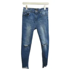 ジーナシス JEANASIS デニム ジーンズ M ブルー ウォッシュ加工 ダメージ加工 切りっぱなし裾 /MD ■ECC002