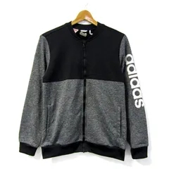 アディダス フルジップジャケット ジャンバー スポーツウエア アウター キッズ 男の子用 J160サイズ グレー×ブラック adidas 【中古】