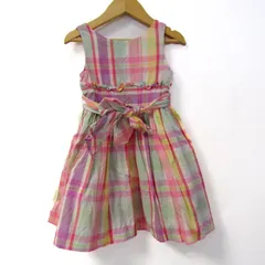 ラルフローレン ノースリーブスワンピース チェック柄 トップス ベビー 女の子用 2/2Tサイズ パープル×ピンク RALPH LAUREN 【中古】