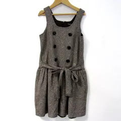 ポンポネット ノースリーブスワンピース ジャンパースカート トップス キッズ 女の子用 140サイズ ブラウン×ホワイト pom ponette 【中古】