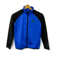 アディダス トラックジャケット ジャージ上 スポーツウエア アウター キッズ 男の子用 140サイズ ブルー×ブラック adidas 【中古】