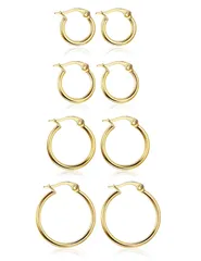 【特価商品】JeryWe ピアス フープピアス 小さめ 金属アレルギー対応 メンズ レディース サージカルステンレス 両耳用 イヤリング セット 人気 ステンレス 素材 4ペア ステンレスピアス 可愛い シルバーピアス