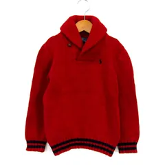 ポロバイラルフローレン ビッグカラーニット 長袖 トップス キッズ 男の子用 6サイズ レッド×ブラック Polo by Ralph Lauren 【中古】のサムネイル