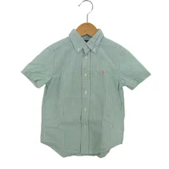 ラルフローレン 半袖シャツ ボタンダウン ギンガムチェック トップス キッズ 男の子用 4サイズ グリーン×ホワイト RALPH LAUREN 【中古】