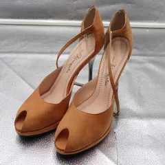 銀座かねまつ ハイヒール スエード オープントゥパンプス サーモンピンク 22.5㎝