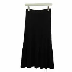 ミラオーウェン Mila Owen タイトスカート 0 黒 ブラック フレア 裾フリル ロング丈 /MD ■ECD001