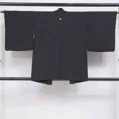 黒羽織 袷 身丈81cm 裄丈64cm 正絹 Sランク 一つ紋（五三桐） セミフォーマル Mサイズ 無地 素朴 落ち着き 黒系 RP 1233-16828