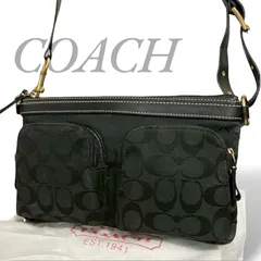 【MY0544】COACH コーチ ショルダーバッグ クロスボディーバッグ キャンバス レザー シグネチャー ブラック 黒 肩掛け 斜め掛け ユニセックス
