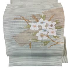 新品・正絹】最高級 絽綴れ 名古屋帯 薄緑 抽象丸花模様 夏帯 お茶席 