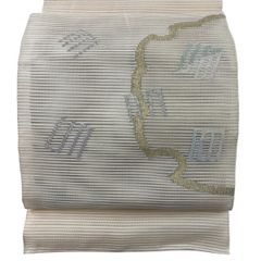 C5夏物 絽綴れ ◇に流れ模様 金銀糸 白 絽 紗 薄物 正絹 太鼓柄 名古屋