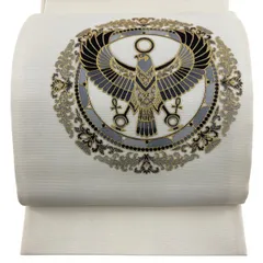 袋帯 秀品 落款 夏帯 絽 鳥 花唐草 金彩 クリーム お太鼓柄 正絹 【中古】