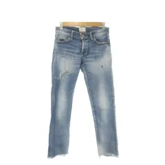 アングリッド UNGRID デニムパンツ ジーンズ スリム スキニー ダメージ加工 25 青 ブルー /CK53 ■ECD001