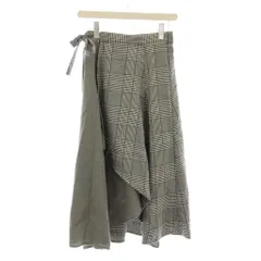 ムルーア MURUA フレアスカート ひざ丈 F 茶 ブラウン チェック柄 ラップデザイン アシンメトリーヘム /LP ■GY60