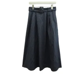 ザラ ZARA デニムスカート M インディゴ ブルー ベルト付き フレアシルエット ミディ丈 /PP ■ECD001