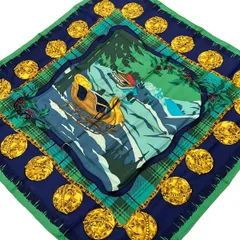 CELINE(セリーヌ) スカーフ美品  - グリーン×ネイビー×マルチ