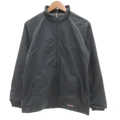 アシックス asics ウィンドブレーカー ジャケット ロゴ刺繍 ラグラン 裏起毛 L グレー /YJ ■ECD001