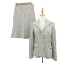 エル ELLE セットアップ 上下 ジャケット ミドル丈 ステンカラー フレアスカート ミモレ丈 38 グレー /HO6 ■ECD001