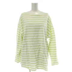 ルミノア Leminor Tシャツ カットソー 3 白 ホワイト 黄緑 ボーダー柄 ボートネック 長袖 /GG ■ECD001