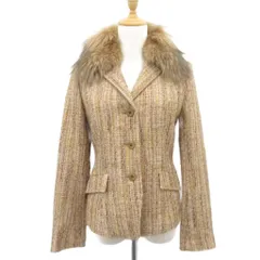 アンクライン ANNE KLEIN ジャケット 上着 ミドル丈 9 マルチカラー 茶色 ブラウン ファー /HO7 ■ECD001