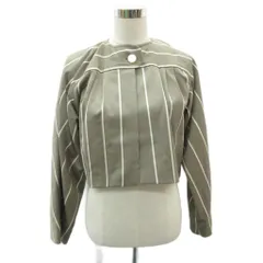 ミラショーン mila schon ノーカラージャケット 上着 ミドル丈 ウール 44 カーキ /SY16 ■ECD001