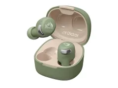 JVCケンウッド Victor HA-A30T2-G ワイヤレスイヤホン Bluetooth Ver.5.3 ノイズキャンセリング アプリ対応 マルチポイント 合計27時間再生 マイク付き 小型 軽量 外音取り込み 防水 グリーンY 1b2ce709