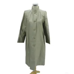 レリアン Leilian スプリングコート ロング丈 シルク 11 L グレー スタンドカラー /HO32 ■GY61