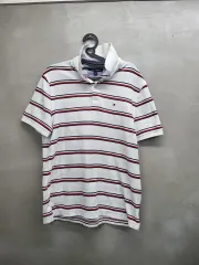 トミーヒルフィガー ストライプ 半袖 ポロTシャツ m