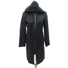 23区 オンワード樫山 コート ロング丈 40 L 黒 無地 フード付 ジップアップ /SY24 ■ECD001