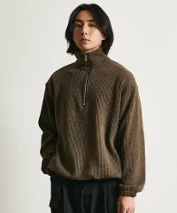 バイエル ニット ハーフ ジップアップ ブラウン