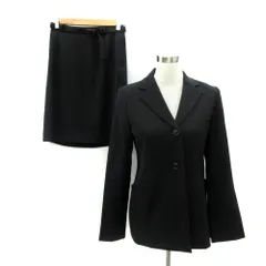 エムケー ミッシェルクラン MK MICHEL KLEIN ブラックフォーマルスーツ セットアップ 上下 テーラードジャケット ミドル丈 総裏地 シングルボタン フレアスカート ひざ丈 上 40 下38 黒 ブラック /SM11■GY61