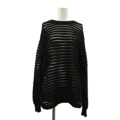 アズールバイマウジー AZUL by moussy ニット セーター FREE 黒 ブラック 透かし編み クルーネック 長袖 /PP ■GY58
