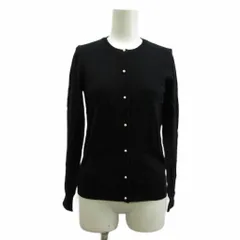 グリーンレーベルリラクシング ユナイテッドアローズ green label relaxing カーディガン ニット ウール 長袖 クルーネック パールボタン 38 黒 ブラック /XZ ■ECD001