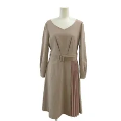 プロポーション ボディドレッシング PROPORTION BODY DRESSING ワンピース 3 ピンクベージュ Vネック 長袖 プリーツ ひざ丈 フレアシルエット /PP ■ECD001