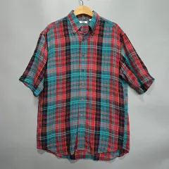 UNIQLO U 린넨 코튼 CHECK 半袖シャツ M