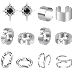 【新着商品】フェイクピアス ノンホールピアス メンズ ピアスに見えるイヤリング メンズ イヤーカフ フープ ステンレス製 イヤリング 男女兼用