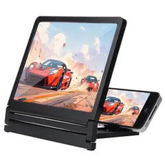 【新着商品】角度調整可能 スマホ 折り畳み式 拡大スクリーン スマホ拡大鏡 携帯 18*12CM大画面 拡大レンズ スマホ拡大鏡スクリーン ブラックのサムネイル