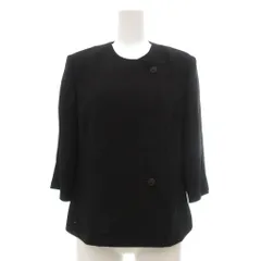ソワールベニール SOIR BENIR 美品 ジャケット フォーマル ノーカラー 七分袖 アシンメトリーボタン 9 黒 ブラック /YJ ■GY59