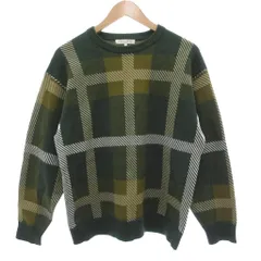 ザショップティーケー THE SHOP TK 美品 ニット セーター M 緑 グリーン チェック柄 クルーネック 長袖 /KB ■GY58