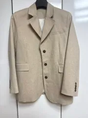 ベージュ リネン ジャケット レディース