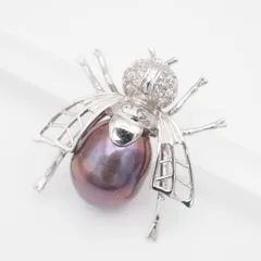 V234 淡水真珠 パール S925刻印 ペンダント トップ ラインストーン パヴェ パープル系カラー デザイン シルバー チャーム ヘッド 6月誕生石