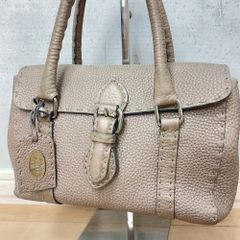 FENDI セレリア リンダ レザー ハンドバッグ ベージュ グレージュ 金具 